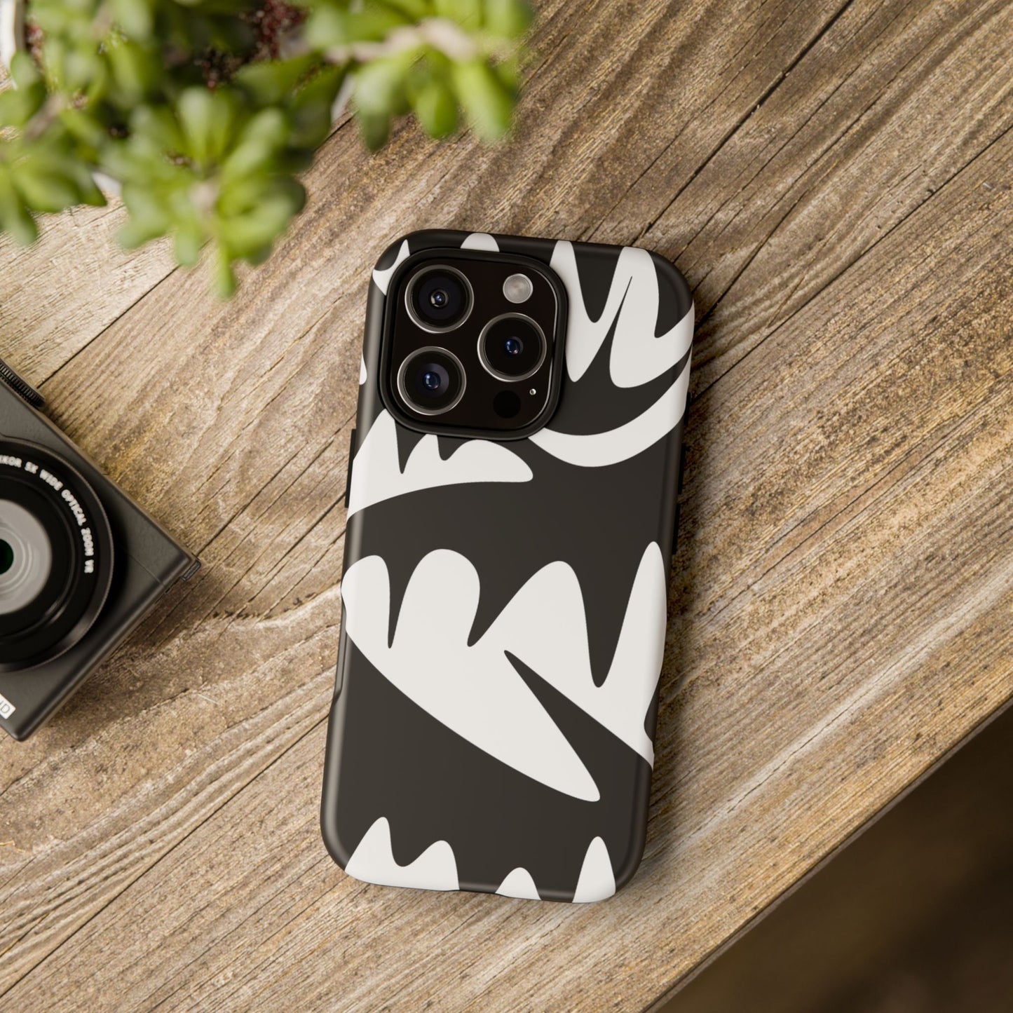 Tough Cases: Bold Black & White Monster Design Phone Case for Trendsetters