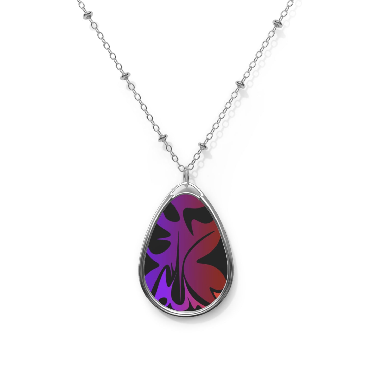 Bohemian Oval Necklace with Abstract Design - Unique Gift for Her