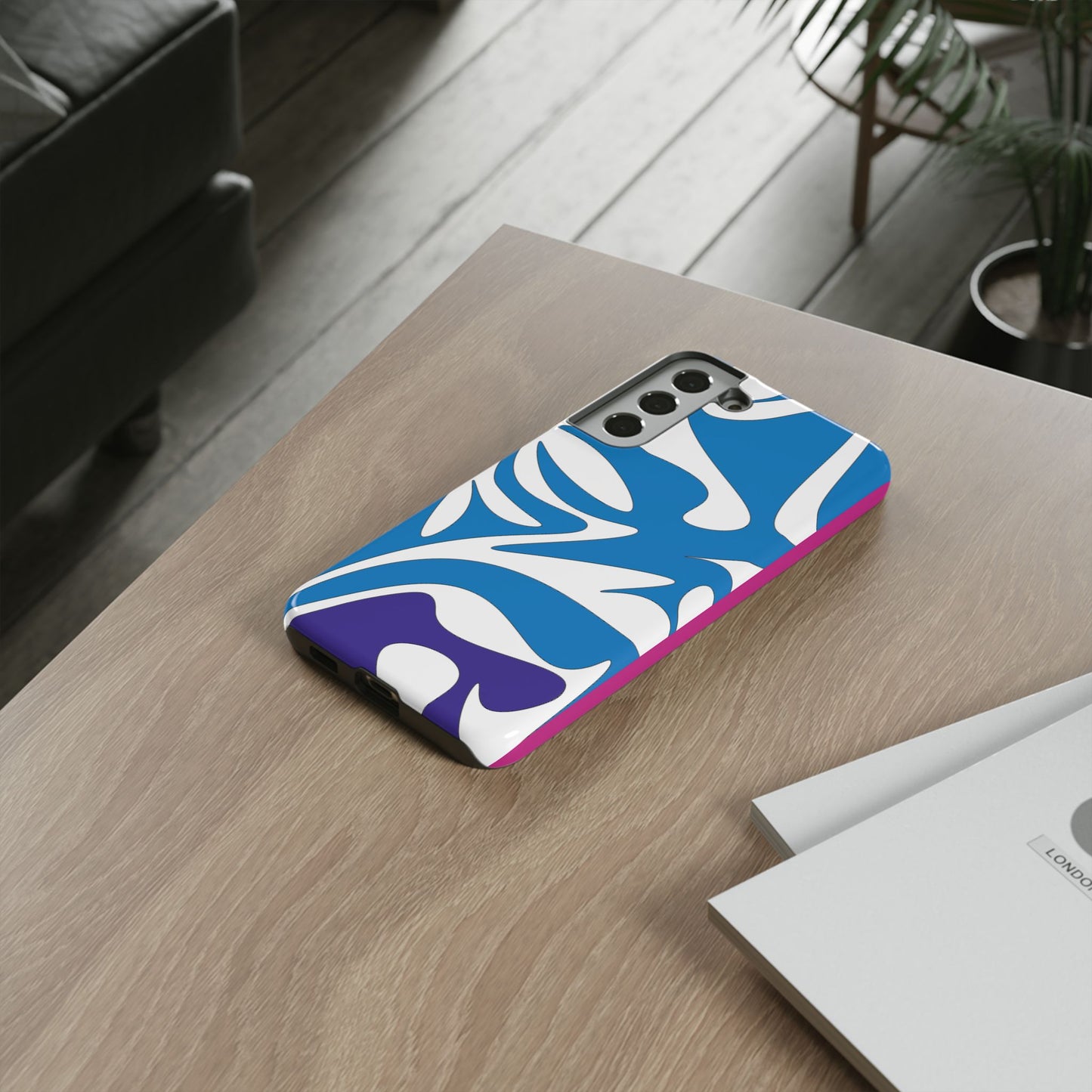Stylish Tough Phone Case - Blue Abstract Design