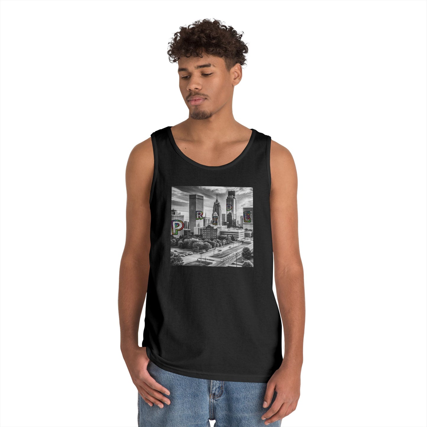 Tulsa Pride Skyline Unisex Tank Top, Graphic Apparel, Summer Wear, Casual Clothing, Gift for City Lovers