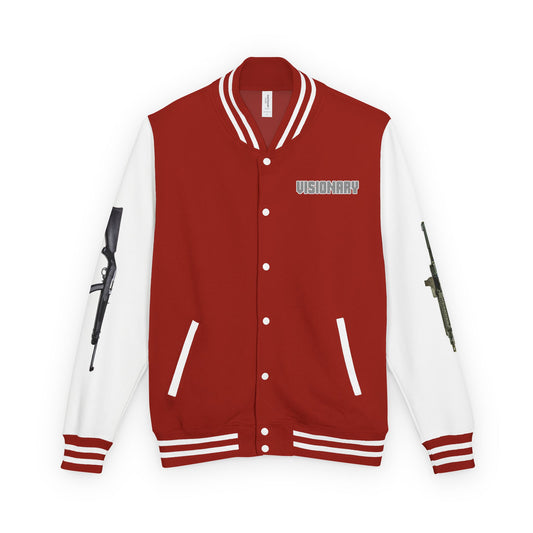 Unisex Heavyweight Letterman Jacket with Visionary Graphic, Casual Fashion, Trendy Outerwear, Unique Gift, Streetwear Style