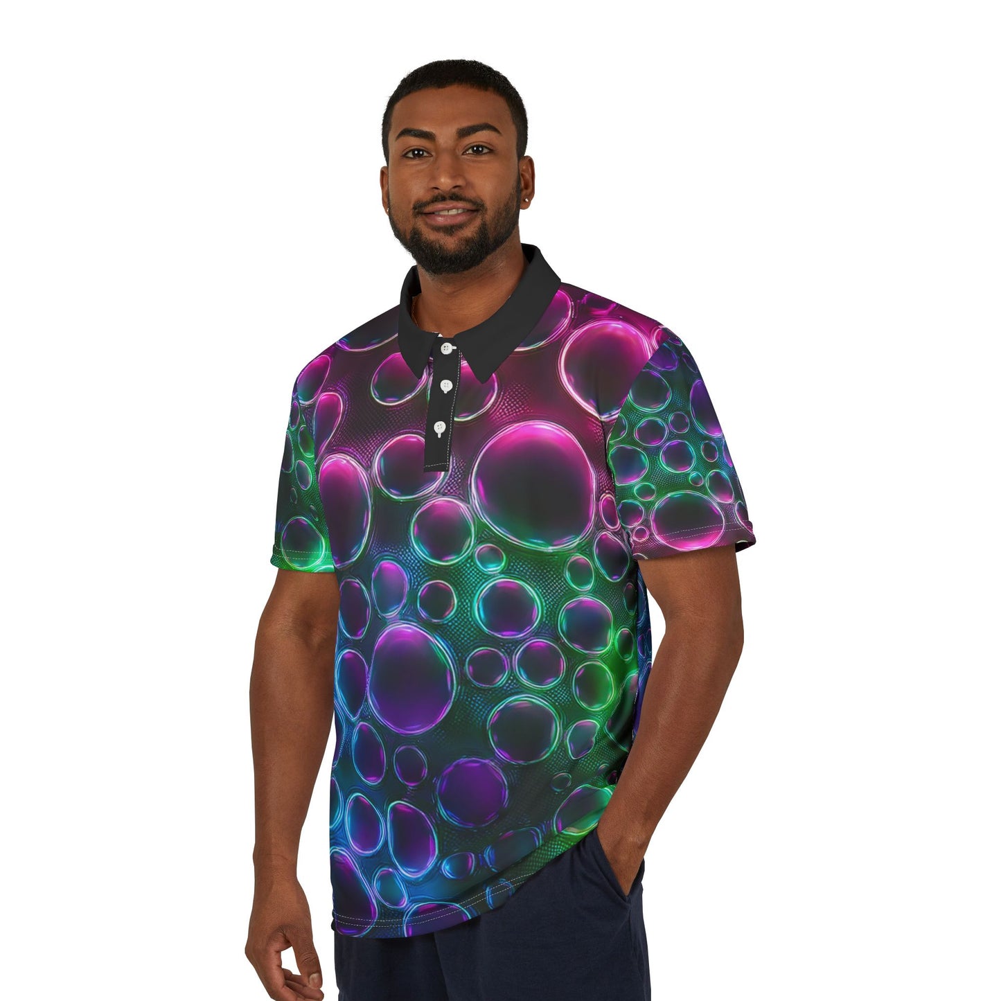Colorful Bubble Print Unisex Polo Shirt - Perfect for Everyday Style and Celebrations