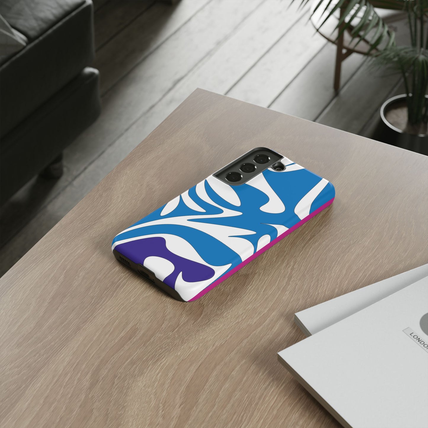 Stylish Tough Phone Case - Blue Abstract Design