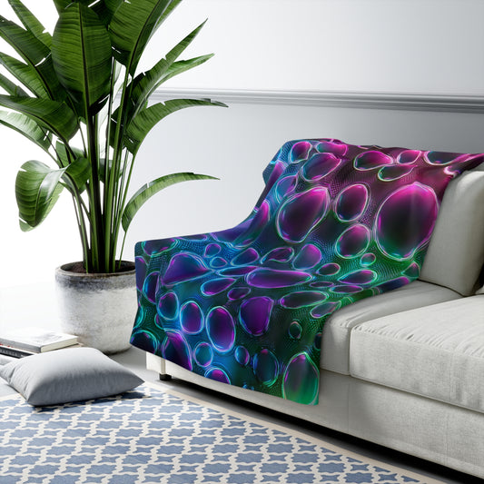 Vibrant Bubbles Sherpa Fleece Blanket - Cozy Colorful Throw for Home Decor