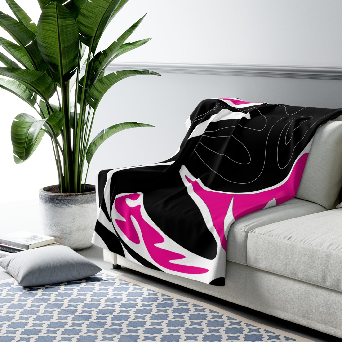 Cozy Sherpa Fleece Blanket with Abstract Design - Perfect Gift for Home Decor Lovers