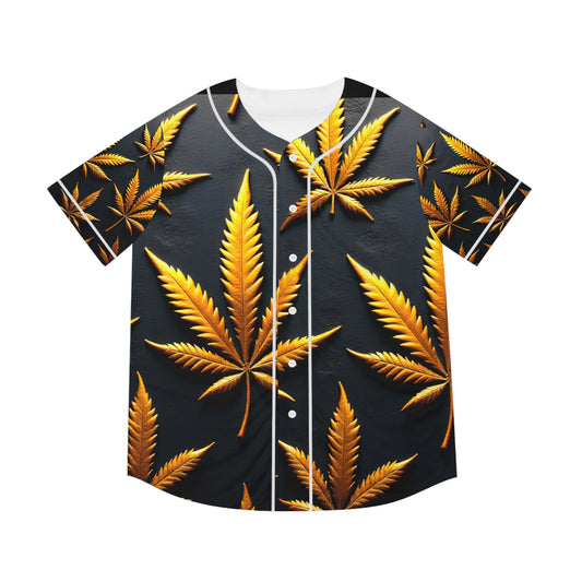 Baseball Jersey - Golden Cannabis, Relaxed Vibe, Perfect for Casual Outings, Festivals, Gifts for Nature Lovers, Unique Sportswear