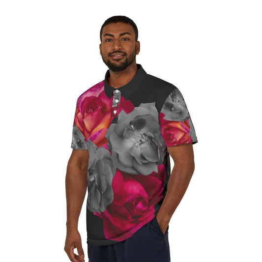 Floral Graphic Unisex Polo Shirt - Stylish Rose Design for Casual Gatherings