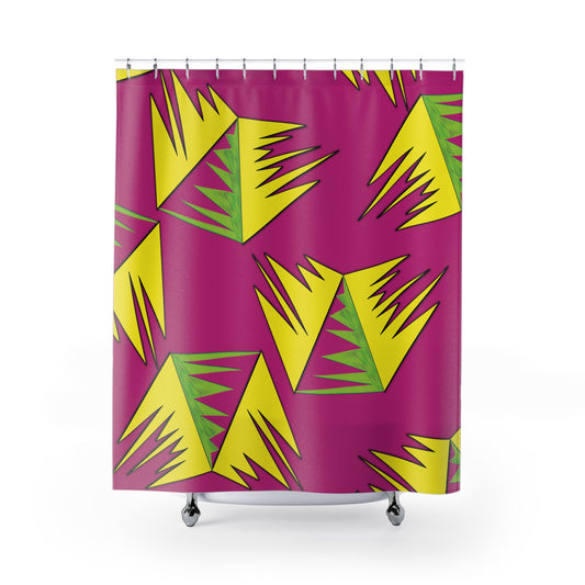 Vibrant Geometric Shower Curtain - Modern Tropical Design for Stylish Bathrooms