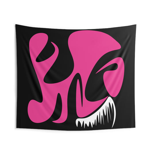 Modern Abstract Indoor Wall Tapestry - Vibrant Pink and Black Design for Trendy Home Décor