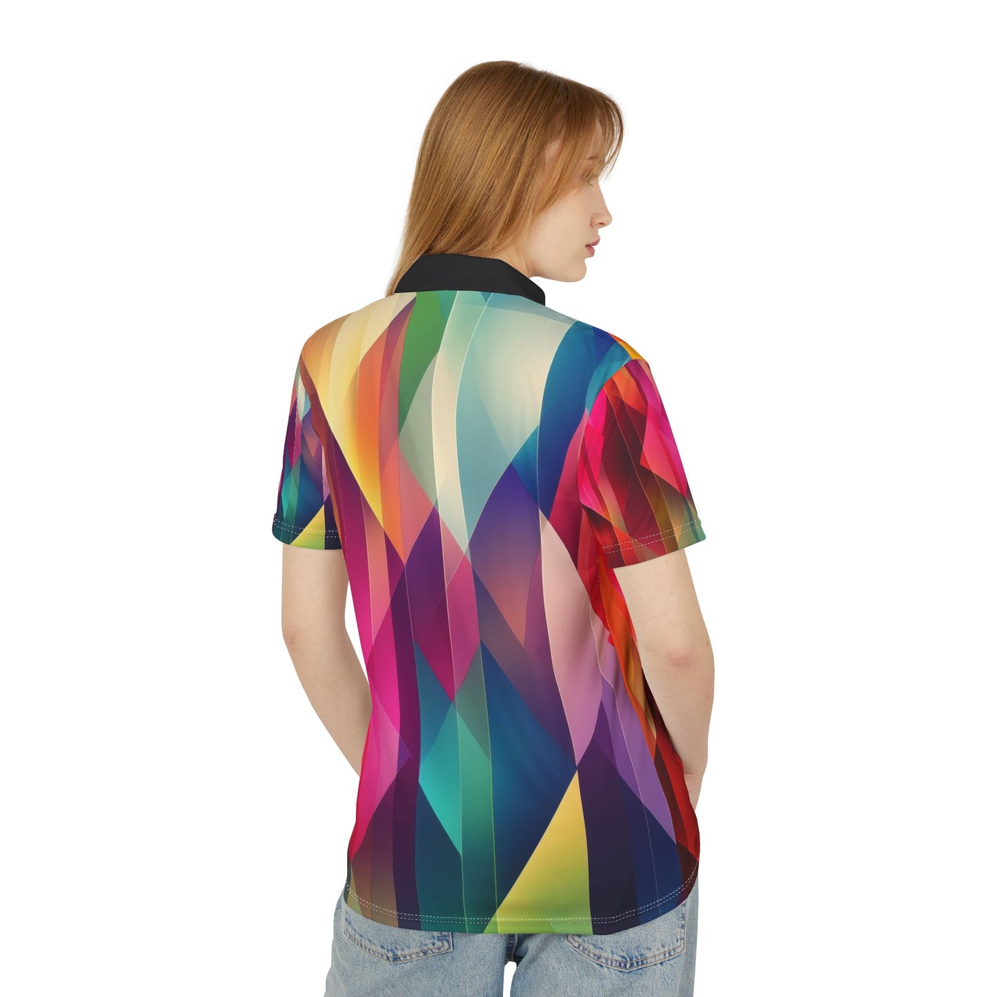 Vibrant Geometric Unisex Polo Shirt - Colorful Abstract Design for Casual Style