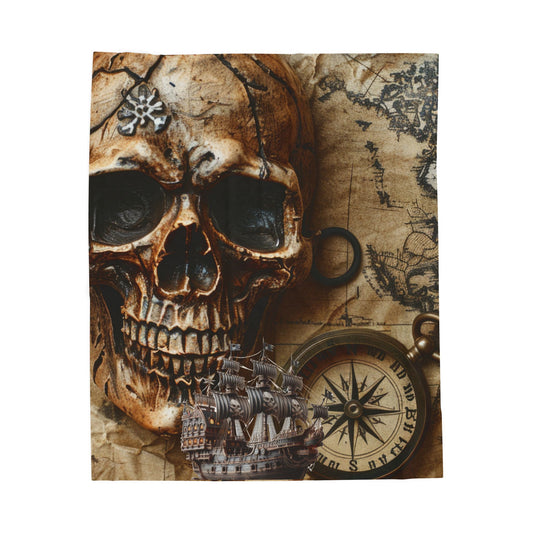 Pirate Skull Plush Blanket, Cozy Throw for Halloween, Nautical Decor, Gift for Pirate Lovers, Soft Bed Cover