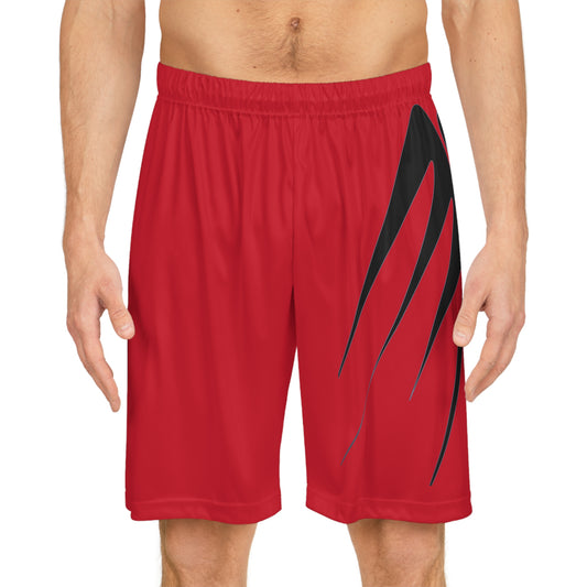 Dynamic Red Basketball Shorts with Striking Black Design