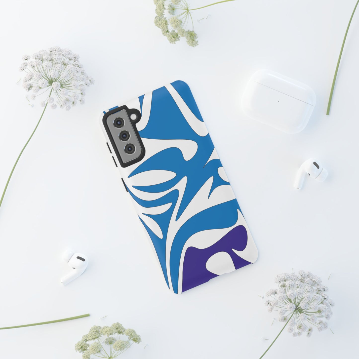 Stylish Tough Phone Case - Blue Abstract Design