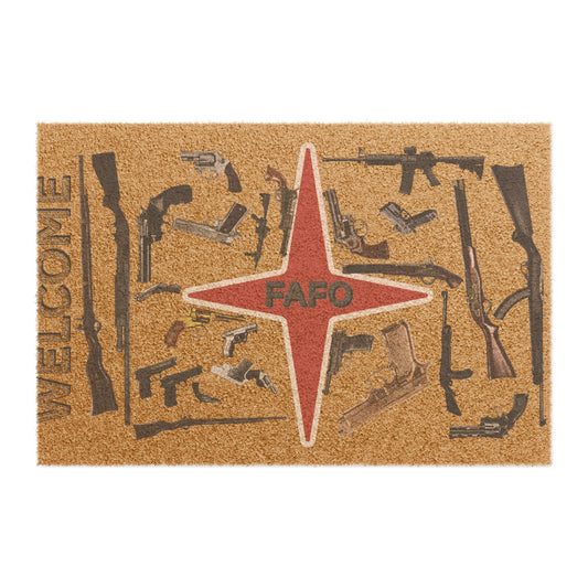 Gun-Themed Doormat, Unique Entrance Mat for Gun Enthusiasts, Home Décor, Outdoor Welcome Mat, Funny Gift Idea