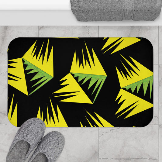Geometric Jungle Bath Mat - Vibrant Black and Yellow Design for Home Decor