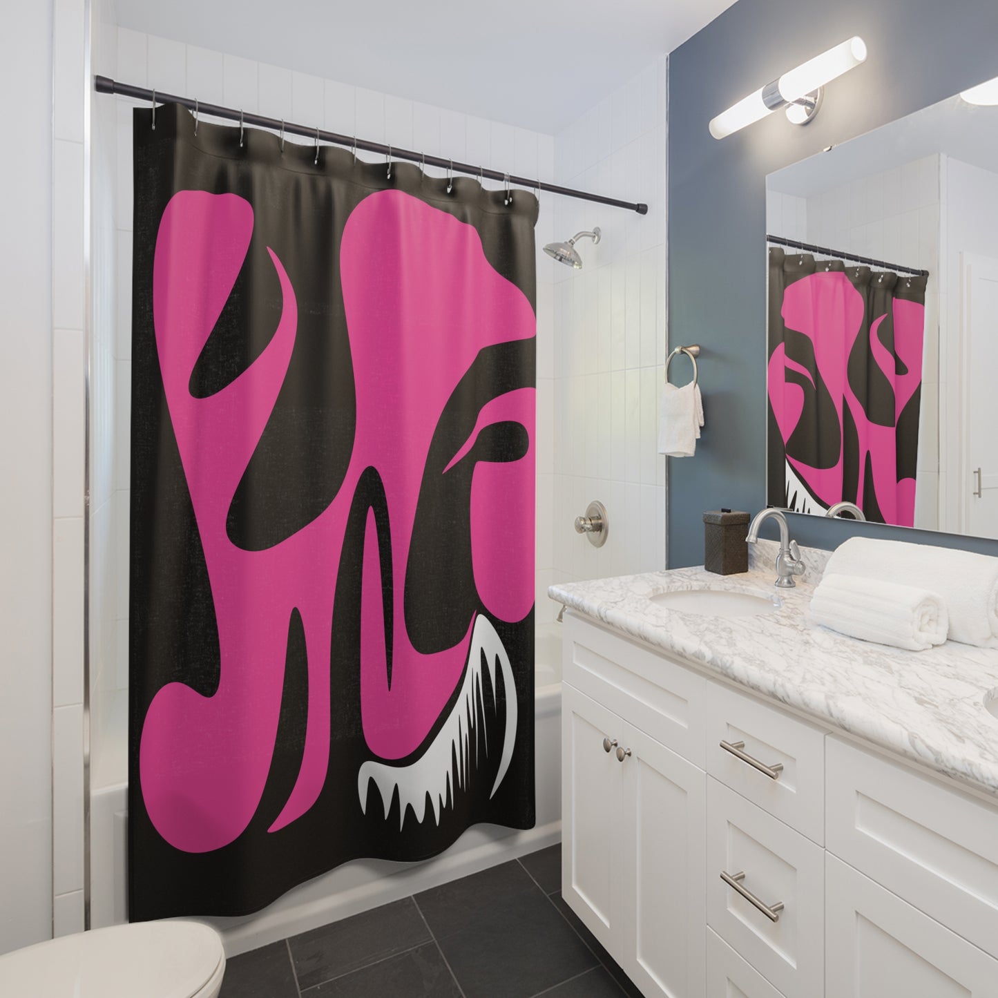 Bold Abstract Pink Shower Curtain - Modern Bathroom Decor