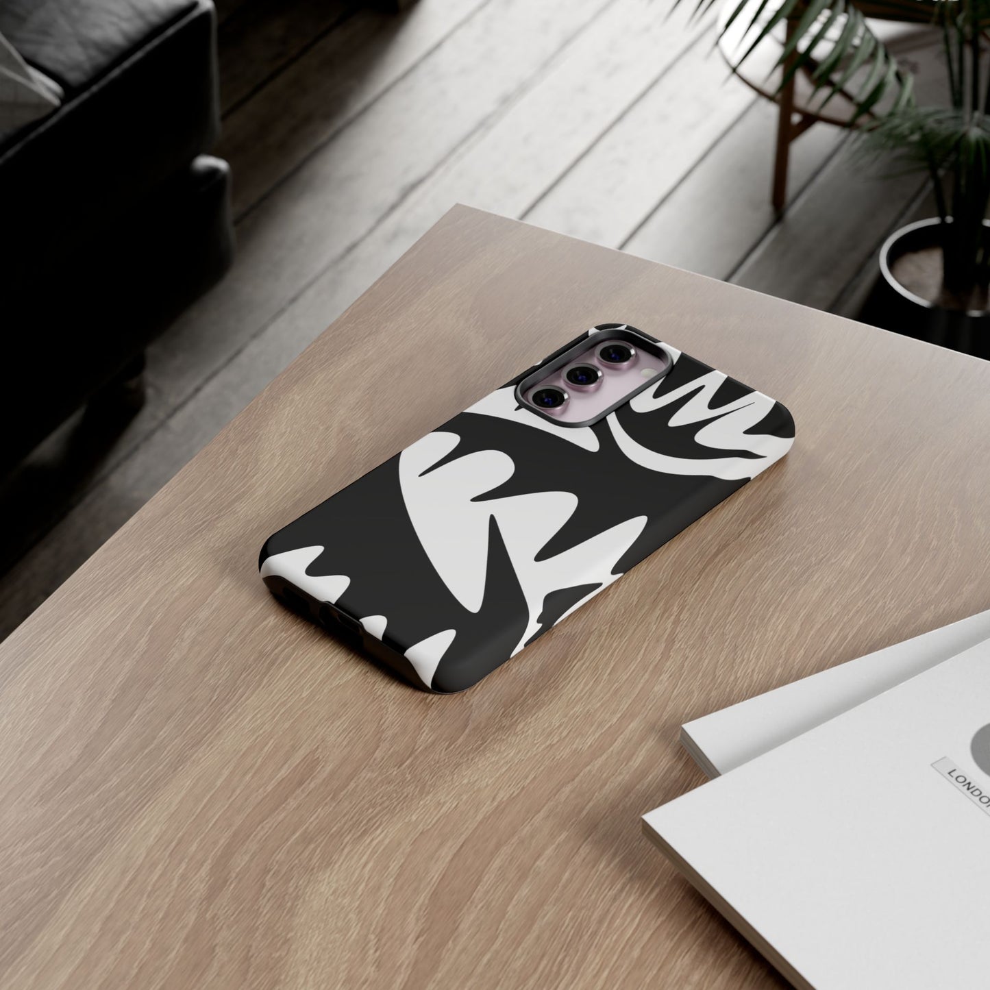 Tough Cases: Bold Black & White Monster Design Phone Case for Trendsetters