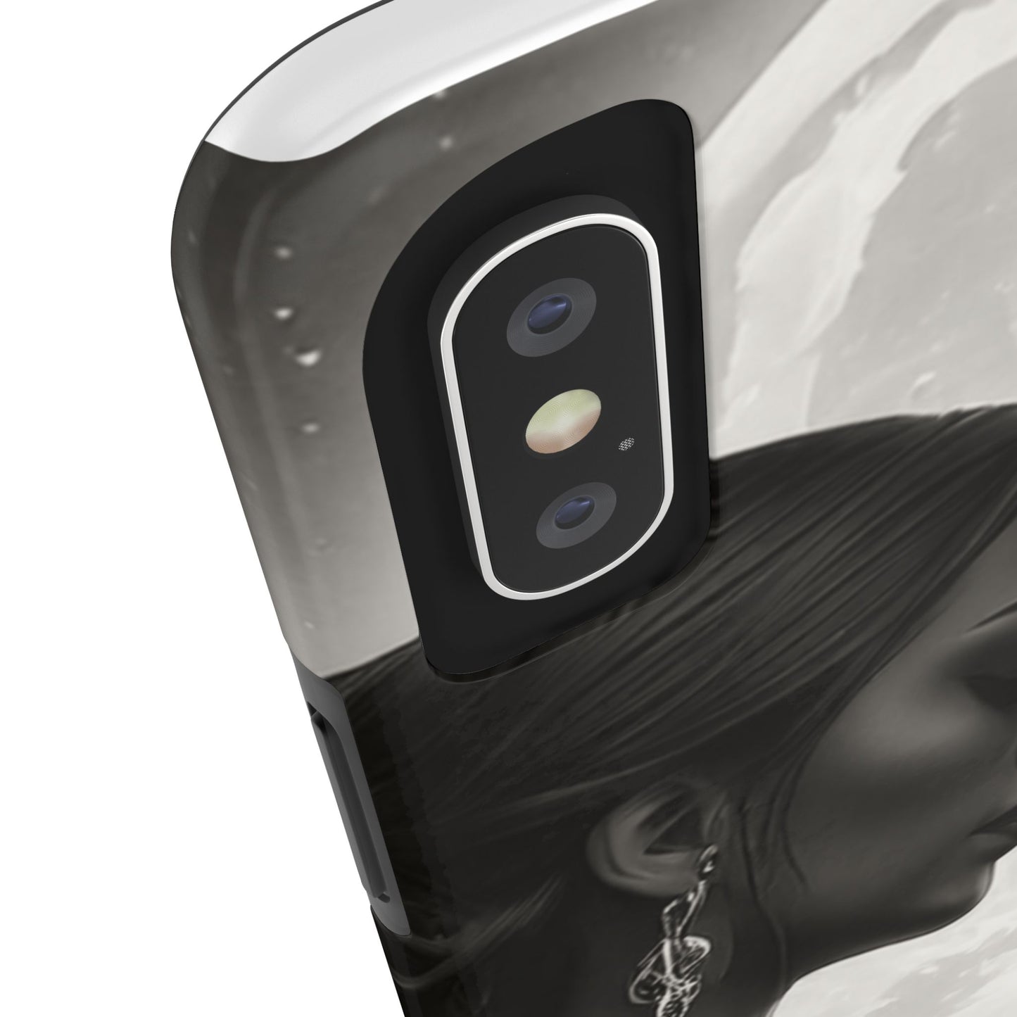 Elegant Black & White Phone Case with Dual Silhouette Design