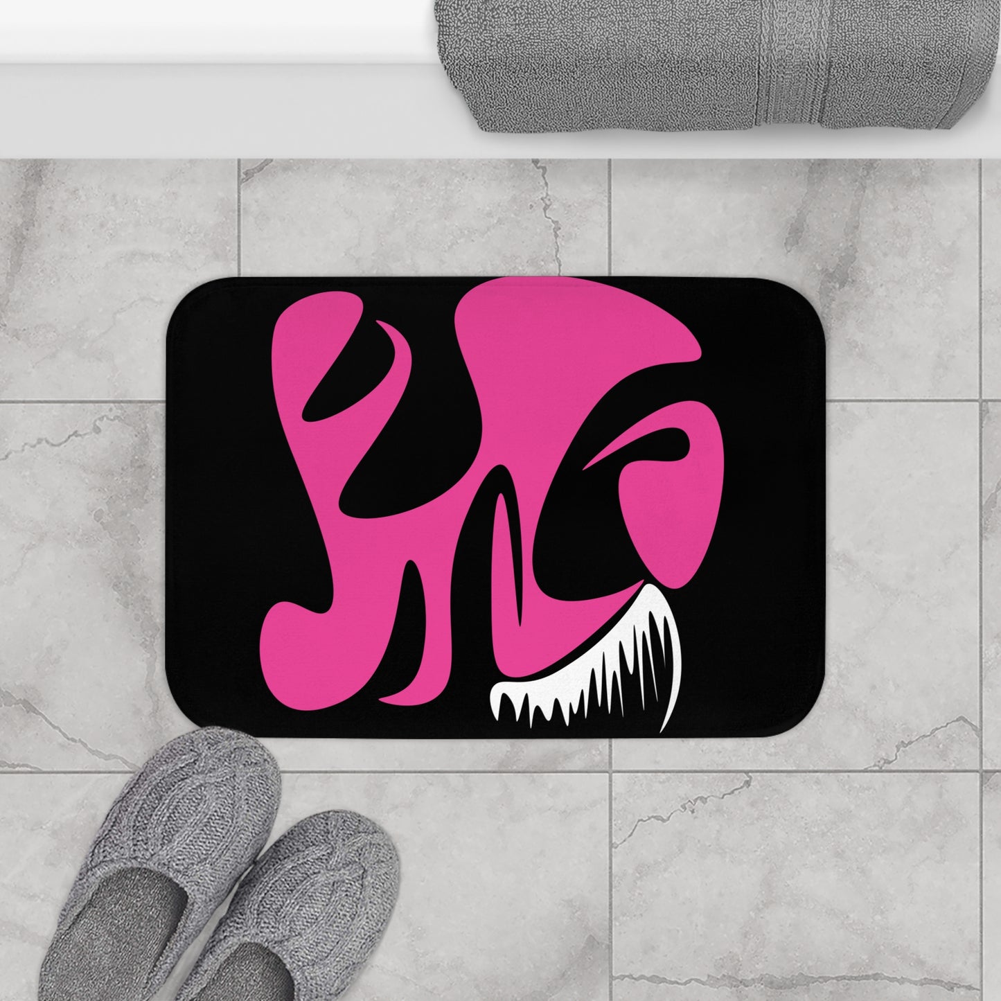 Bold Pink Abstract Bath Mat - Modern Bathroom Decor