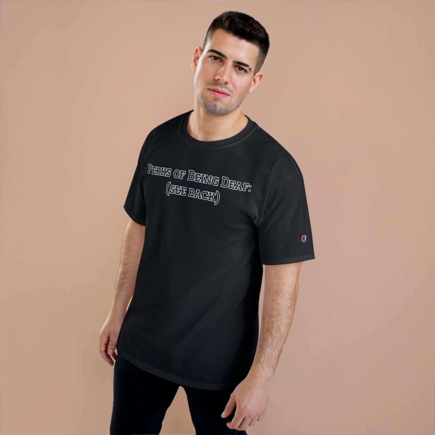 Perks of Being Deaf Champion T-Shirt, Funny Deaf Apparel, Deaf Awareness Shirt, Unique Gift for the Deaf Community, Comfortable Everyday Tee