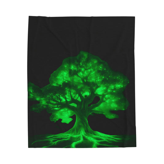 Glow-in-the-Dark Tree Velveteen Plush Blanket - Cozy Home Decor