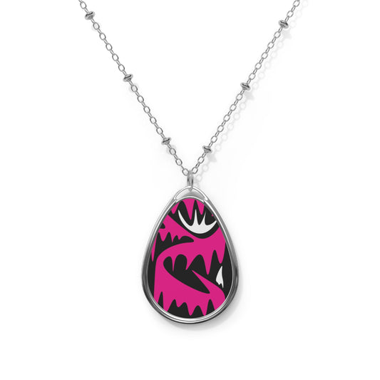 Bold Pink Abstract Oval Necklace for Trendsetters