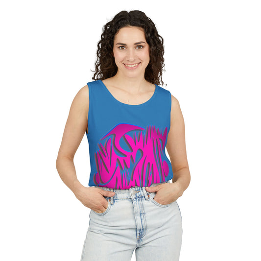 Vibrant Unisex Garment-Dyed Tank Top with Abstract Design