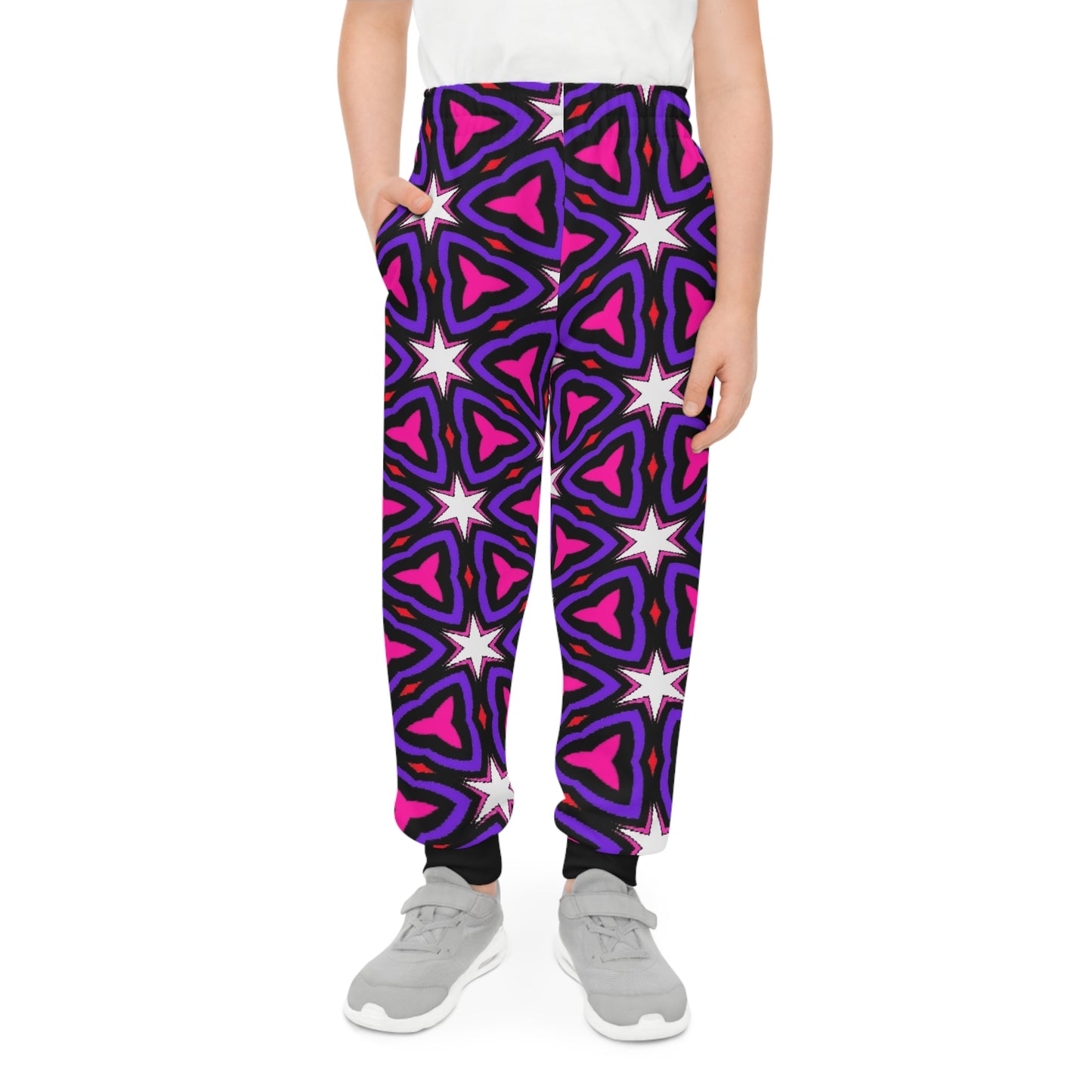 Colorful Youth Joggers with Geometric Star Pattern - Trendy Activewear for Kids