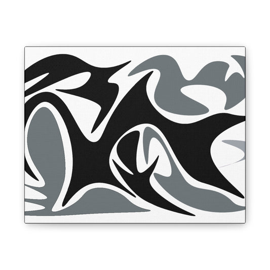 Modern Abstract Canvas Art - Stretched Wall Decor Black, White and Gray