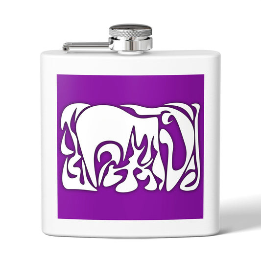 Artistic 6oz Stainless Steel Flask - Unique Purple Design