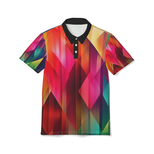 Vibrant Geometric Unisex Polo Shirt - Colorful Abstract Design for Casual Style