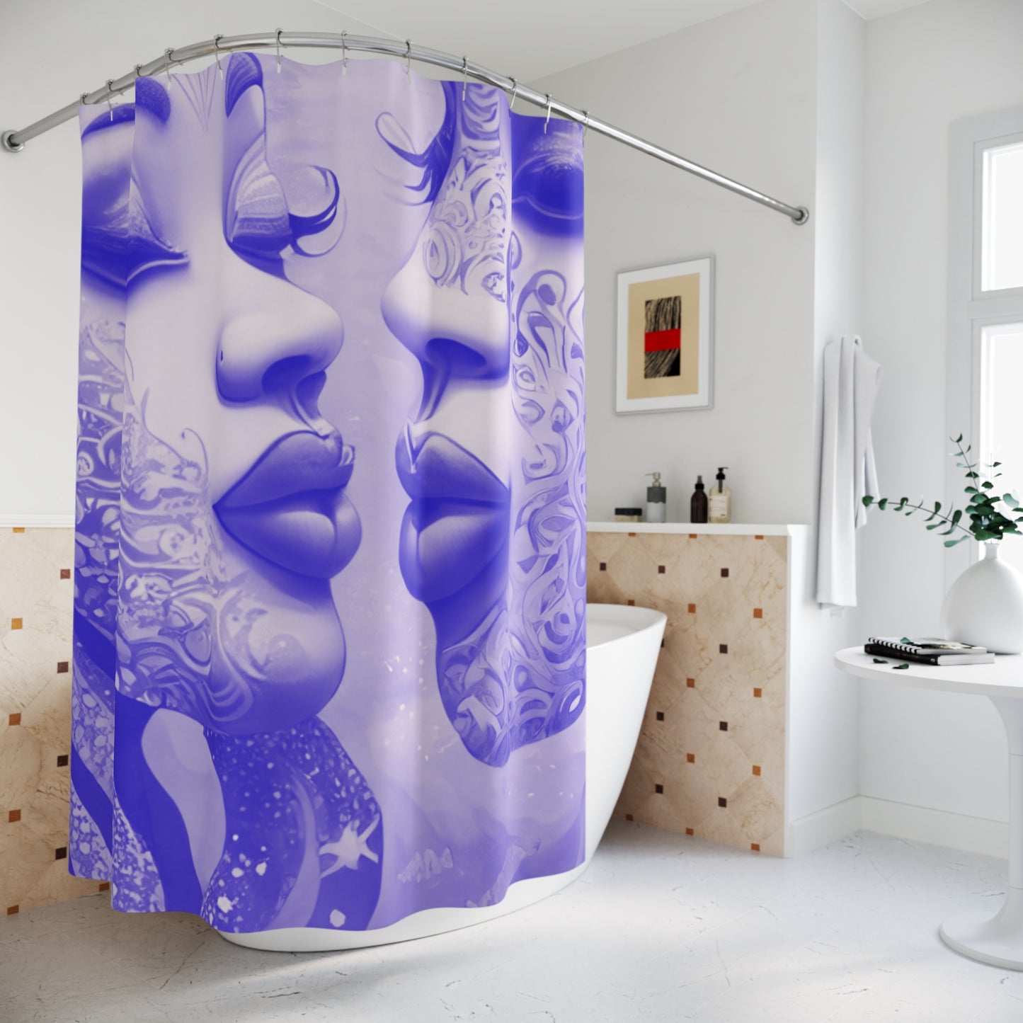 Elegant Couples Shower Curtain - Artistic Purple Design for Modern Bathrooms