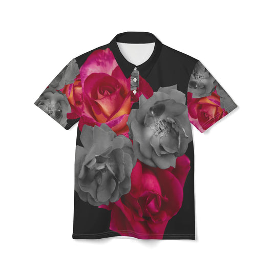 Floral Graphic Unisex Polo Shirt - Stylish Rose Design for Casual Gatherings