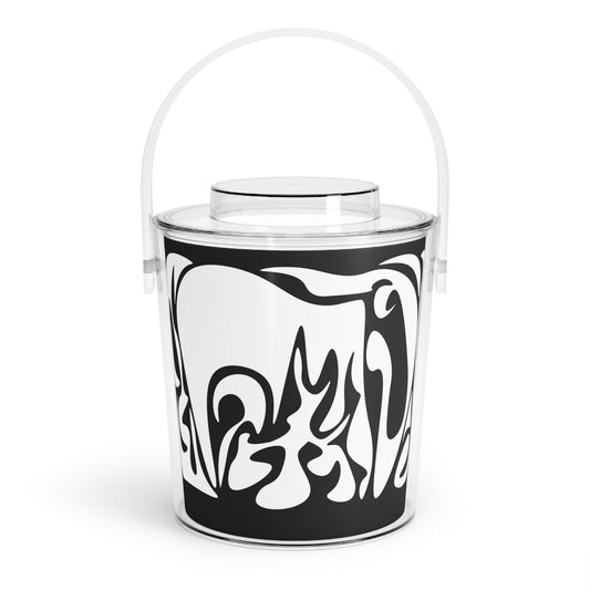 Stylish Ice Bucket with Tongs - Modern Black and White Design for Entertaining