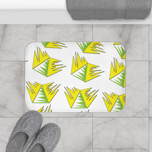 Vibrant Green and Yellow Geometric Bath Mat - Stylish Home Decor for Modern Bathrooms