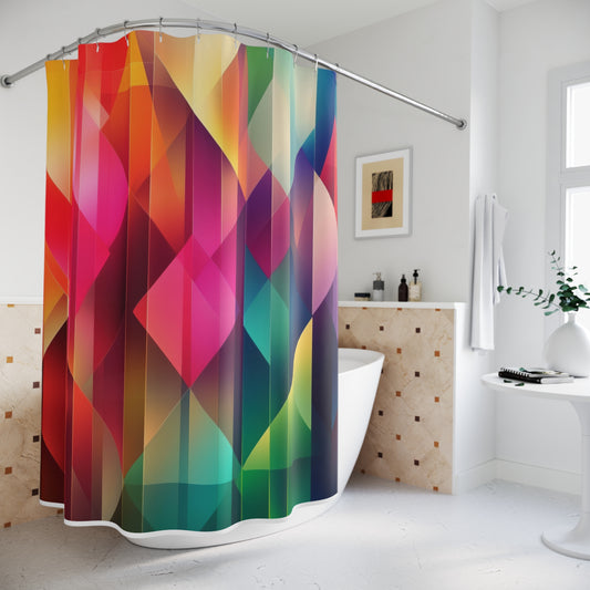 Vibrant Geometric Shower Curtain | Modern Bathroom Decor