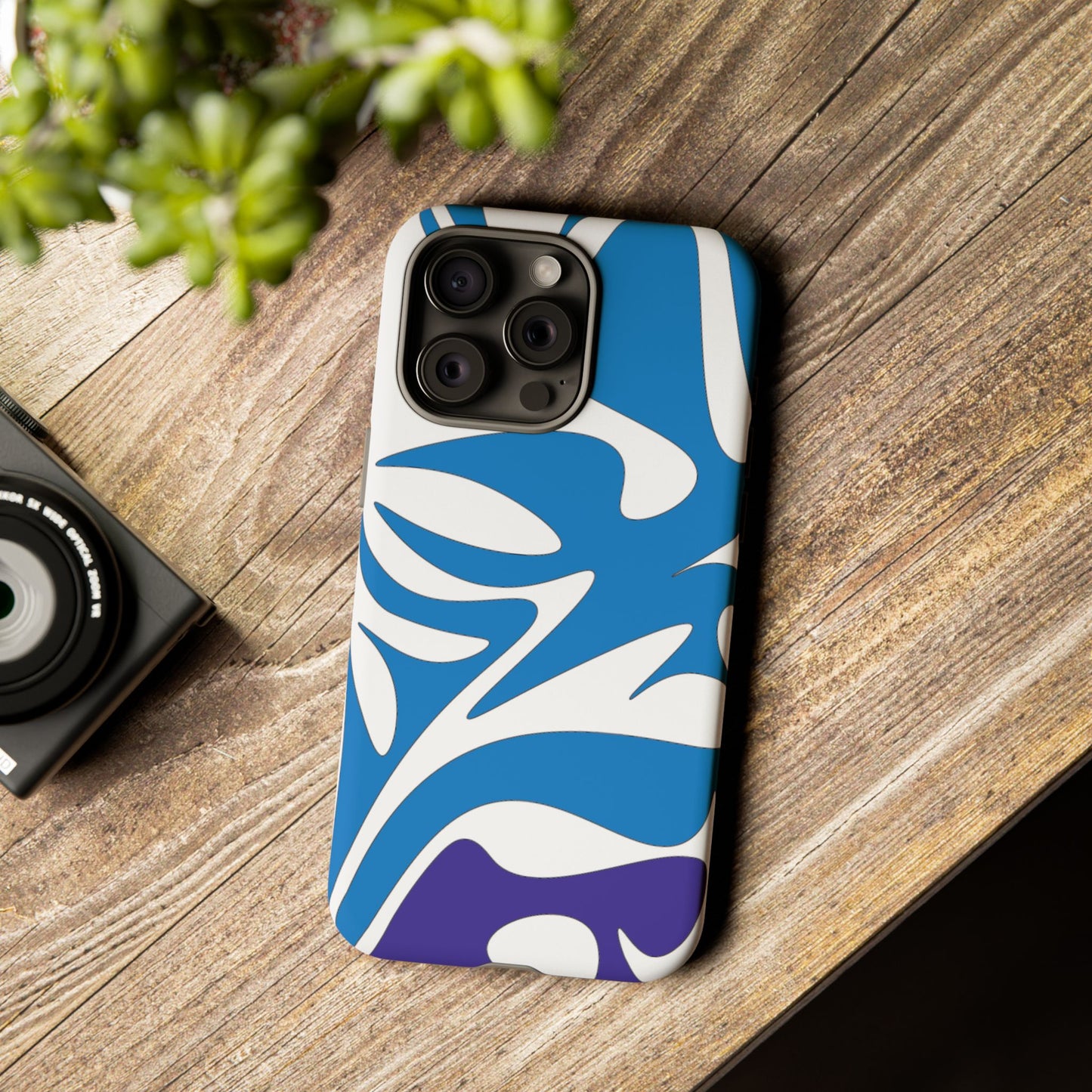Stylish Tough Phone Case - Blue Abstract Design