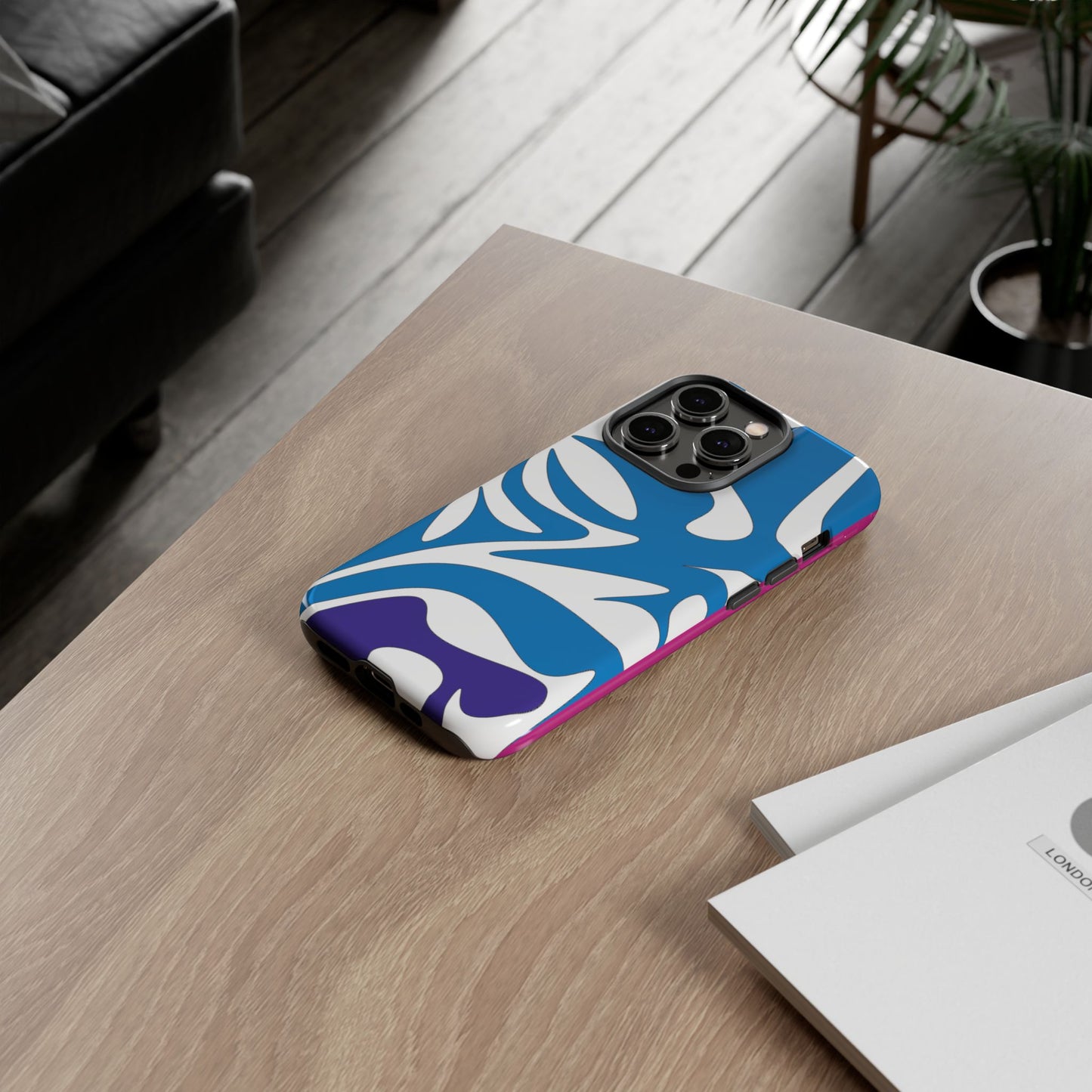 Stylish Tough Phone Case - Blue Abstract Design