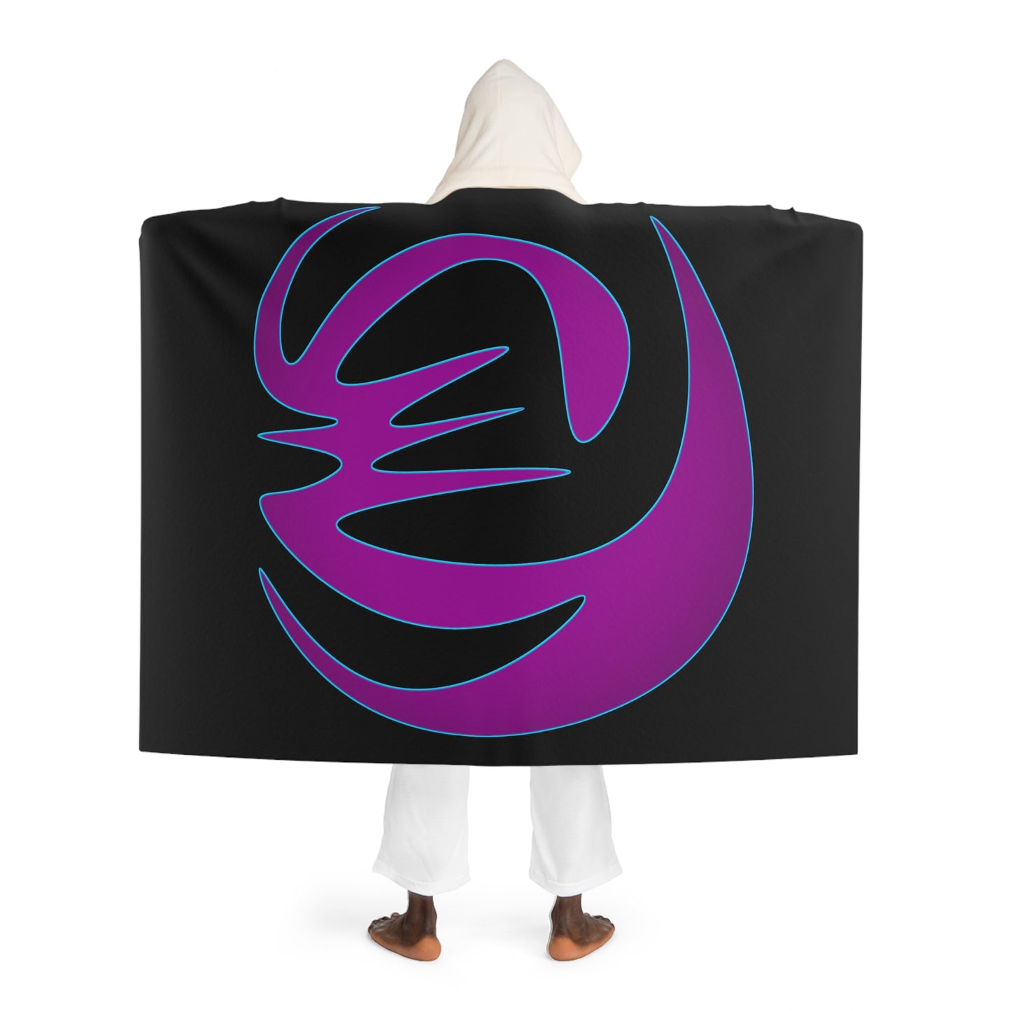 Cozy Hooded Sherpa Fleece Blanket with Modern Design