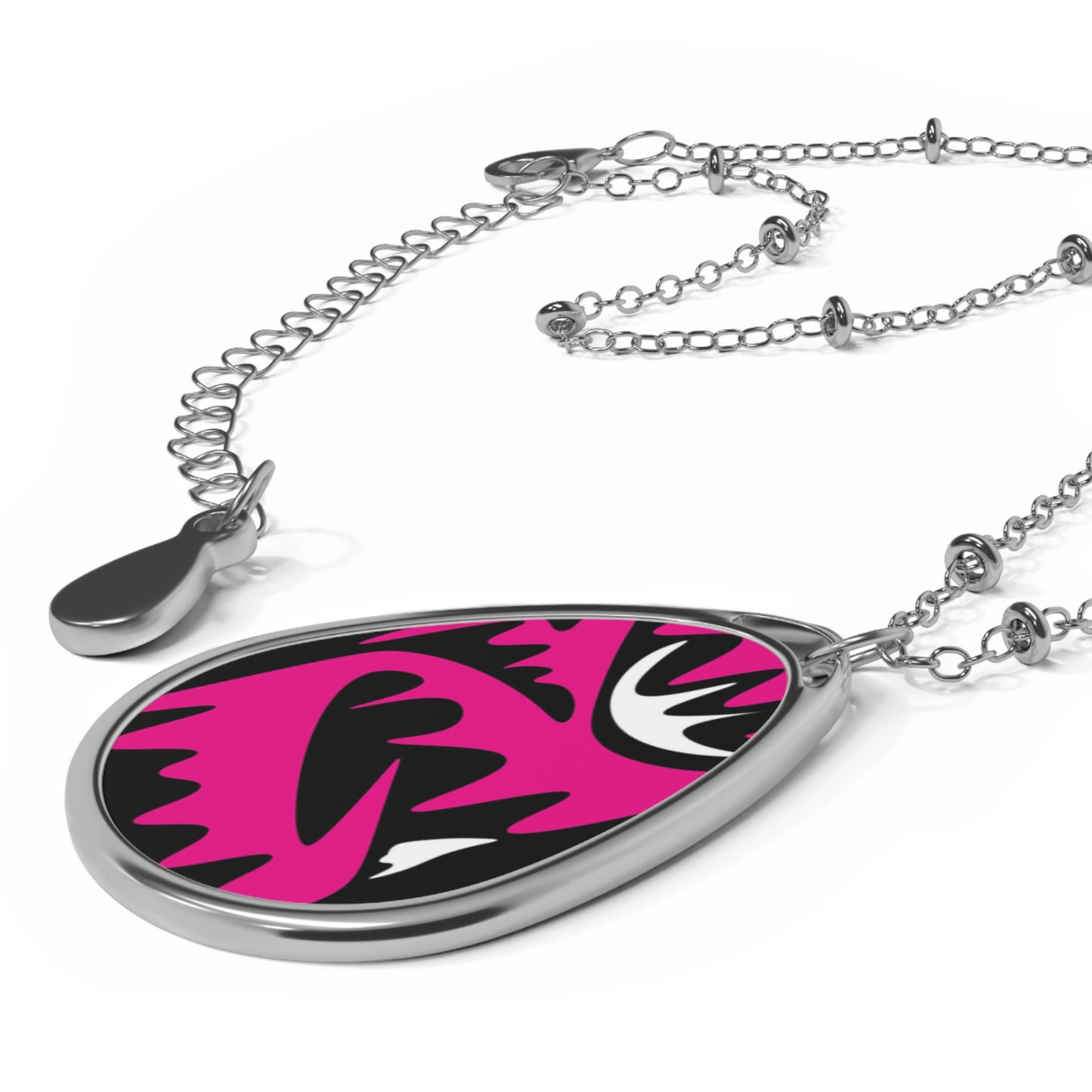Bold Pink Abstract Oval Necklace for Trendsetters