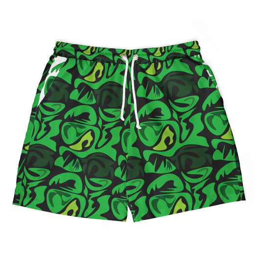 Swim Shorts - Vibrant Green Hand Drawn Design for Beach Days