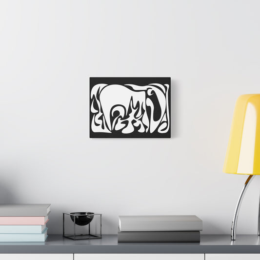 Modern Abstract Wall Art Canvas - Black and White Design | 25" Stretched Canvas Print