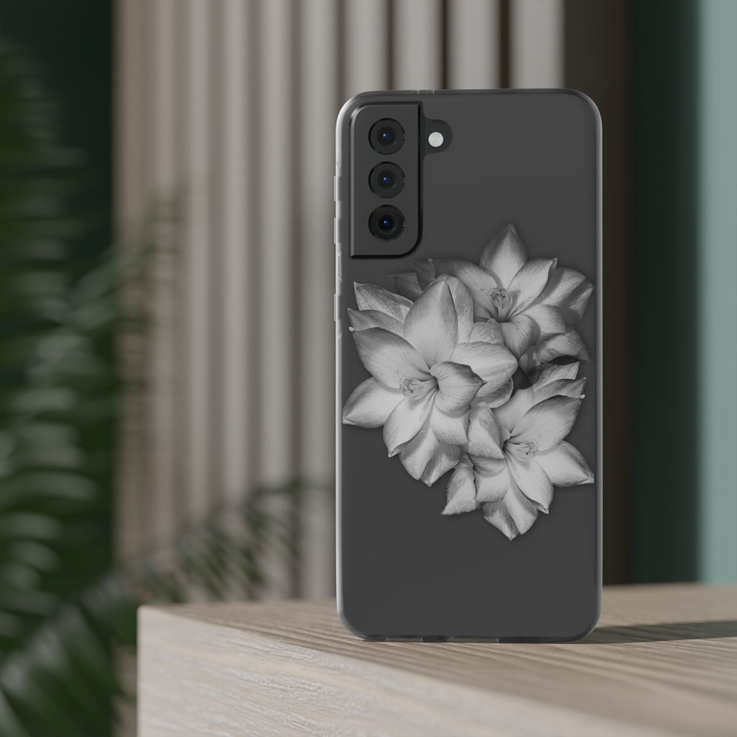 Elegant Floral Flexi Case - Stylish Black & White Design for Smartphones