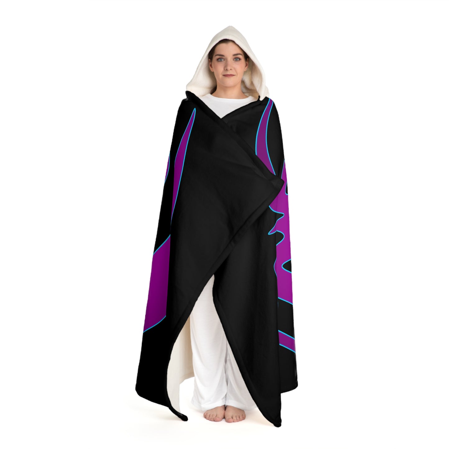 Cozy Hooded Sherpa Fleece Blanket with Modern Design