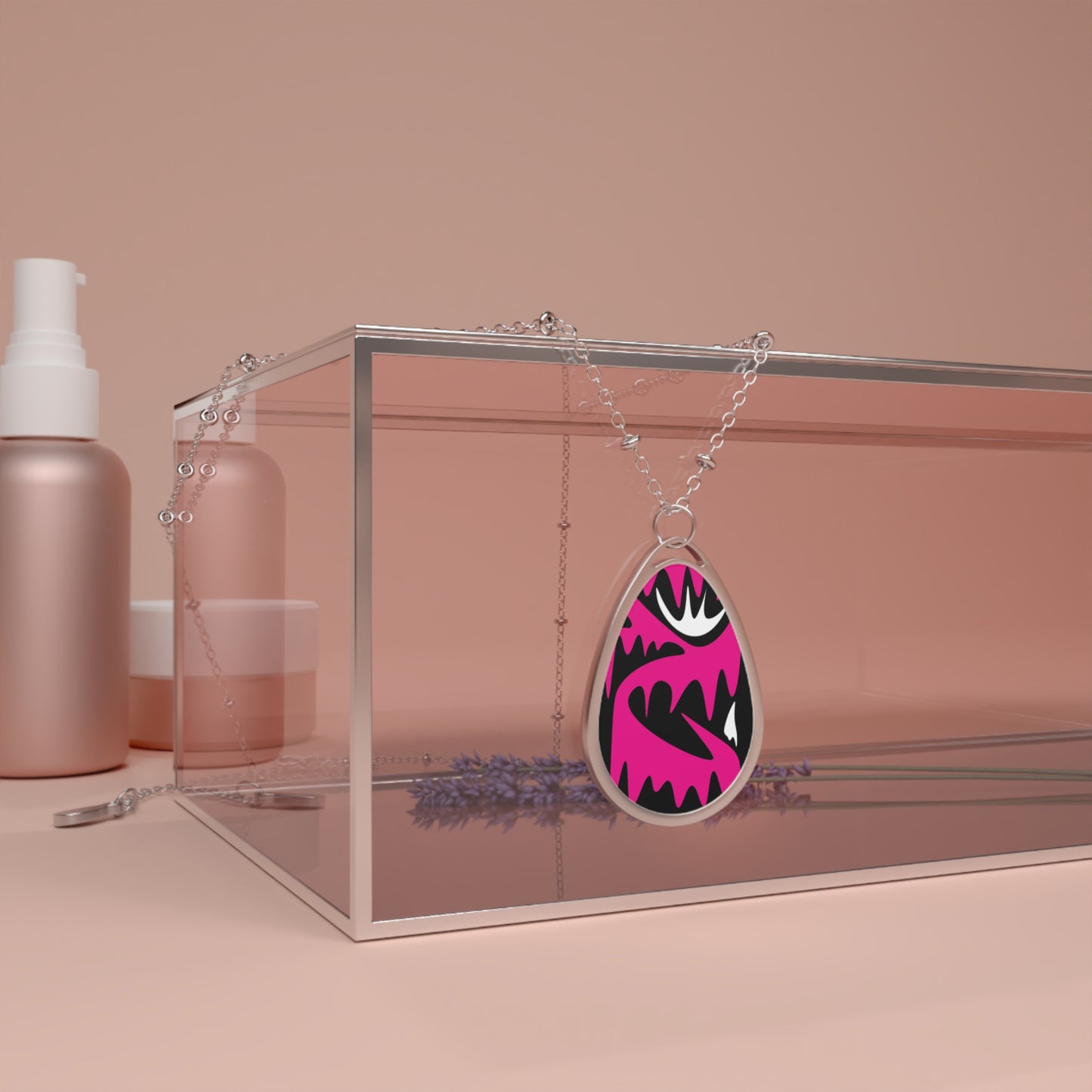 Bold Pink Abstract Oval Necklace for Trendsetters
