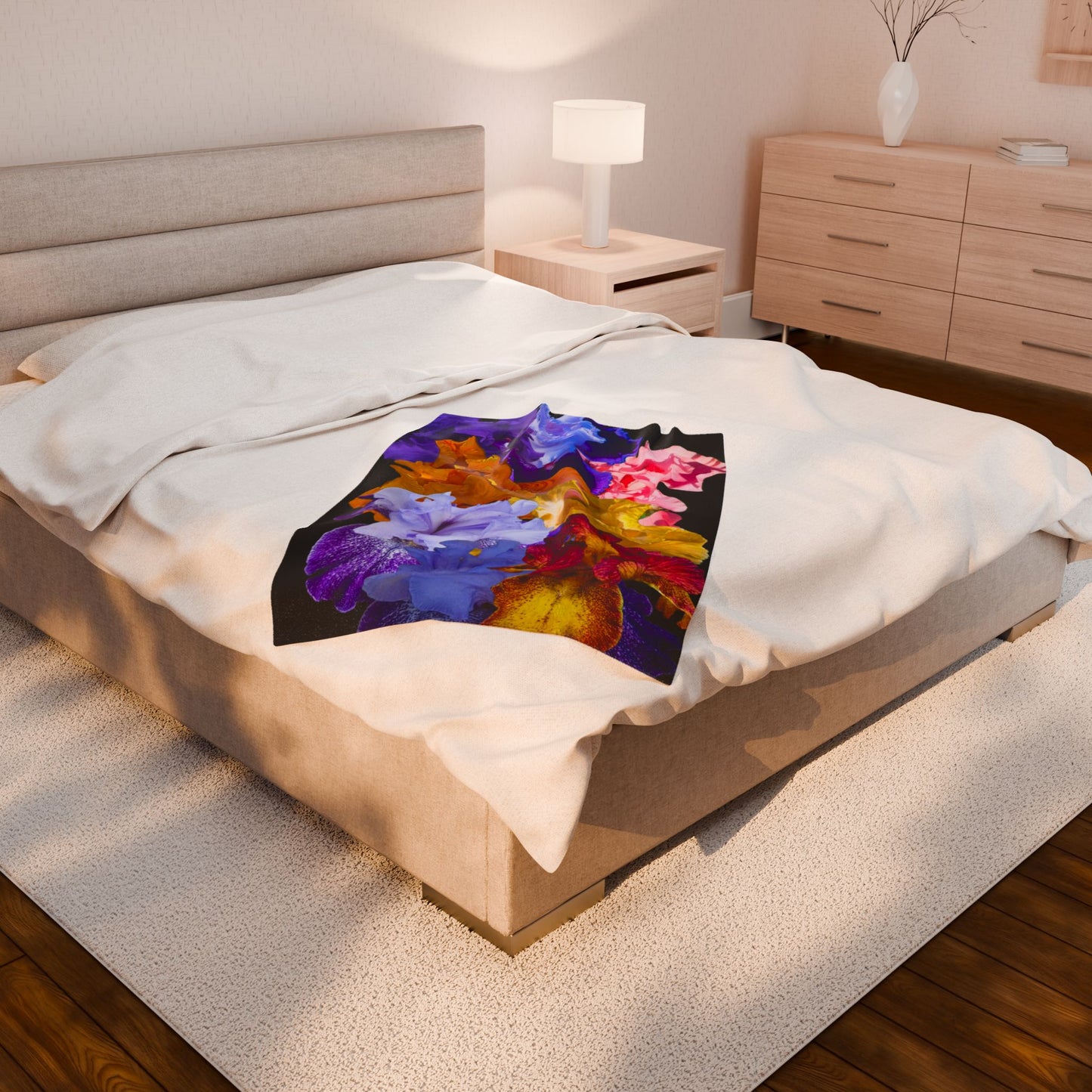 Vibrant Floral Velveteen Plush Blanket - Cozy Comfort for Home Decor