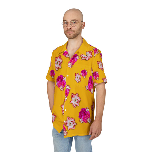 Tropical Floral Unisex Hawaiian Shirt - Bright Yellow Summer Vibes