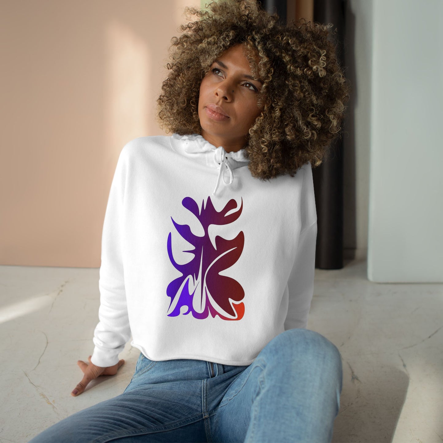 Hand Drawn Summer Crop Hoodie