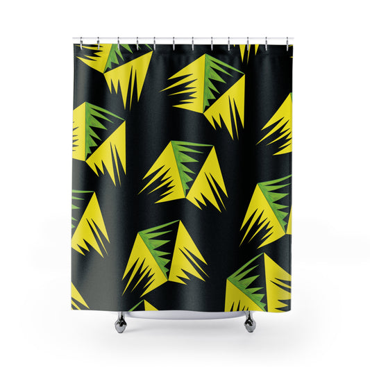Tropical Vibe Shower Curtain with Bold Green and Yellow Design