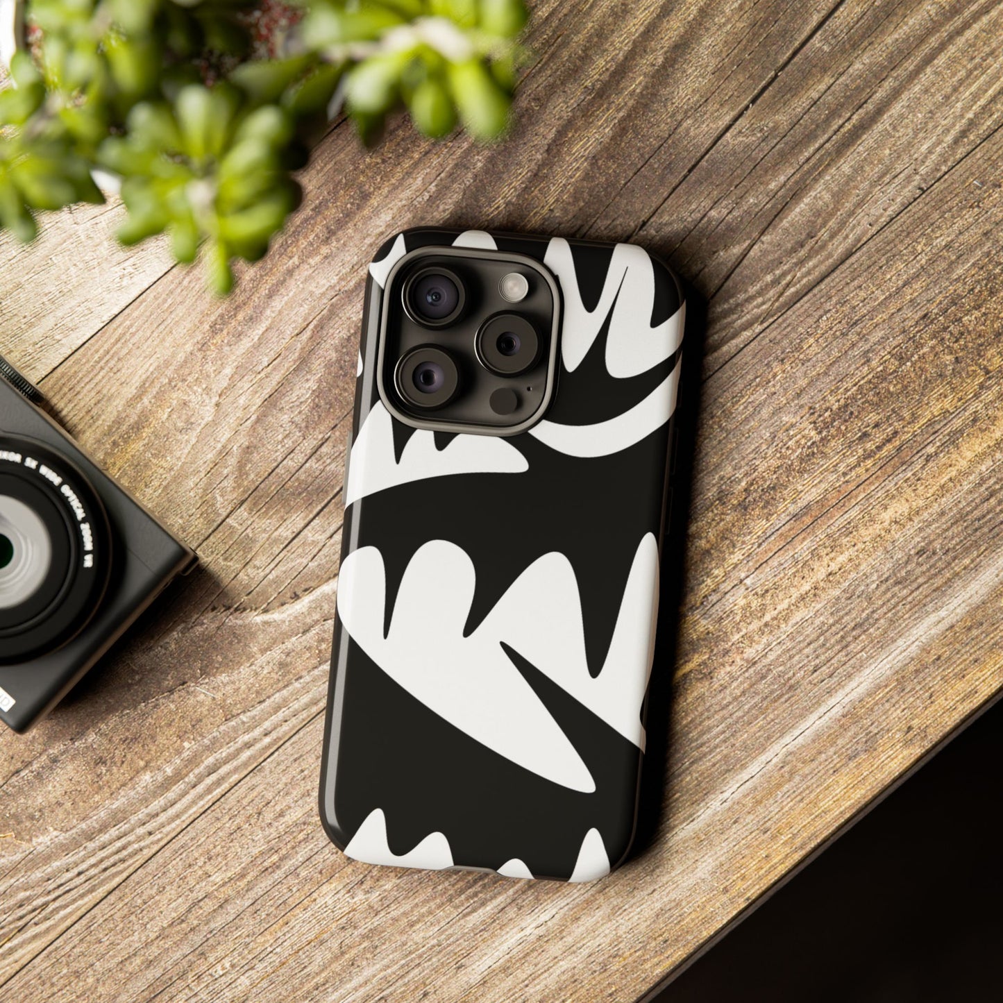 Tough Cases: Bold Black & White Monster Design Phone Case for Trendsetters
